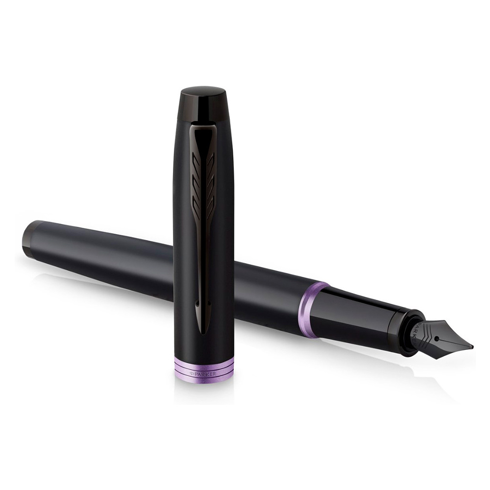 Ручка перьевая Parker "IM Vibrant Rings F315 Amethyst Purple PVD", F, черный, фиолетовый, патрон синий - 3