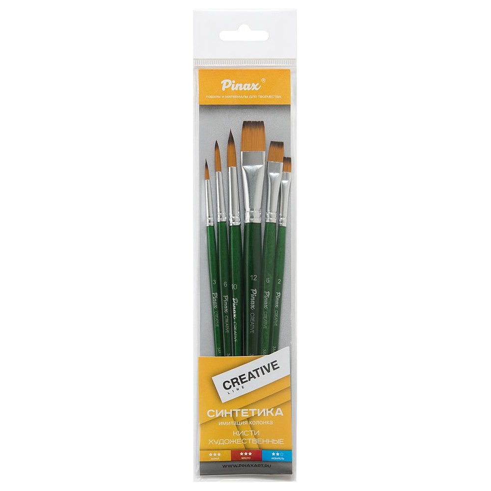 Набор кистей для рисования "Pinax Creative line", синтетика, 6 шт.