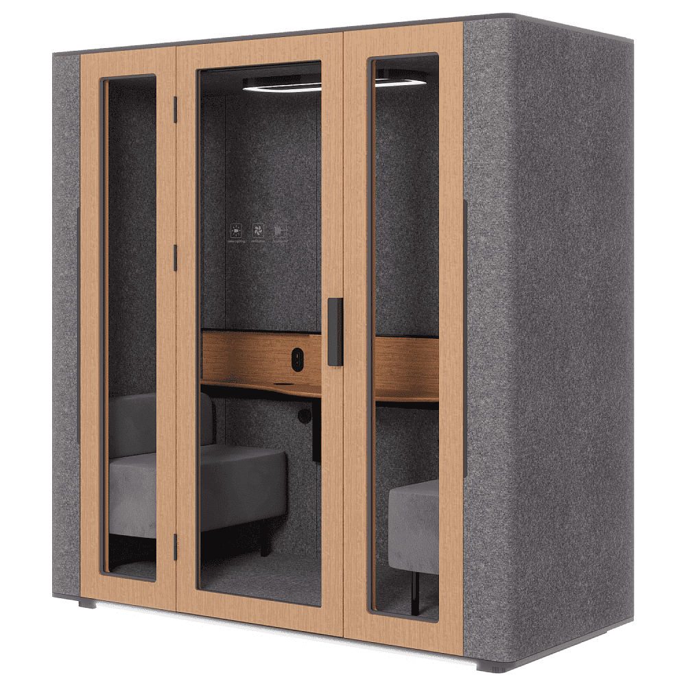 Акустическая кабина двухместная Capsula DUO NEW Comfort, глухая стенка, светлый войлок