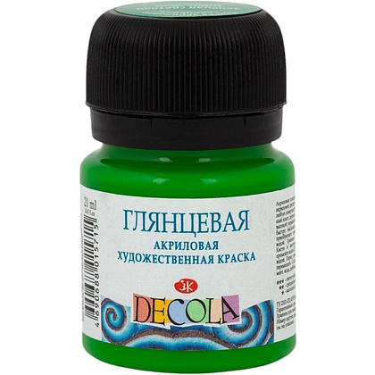 Краска акриловая глянцевая "Декола", 717 зеленая светлая, 20 мл., банка