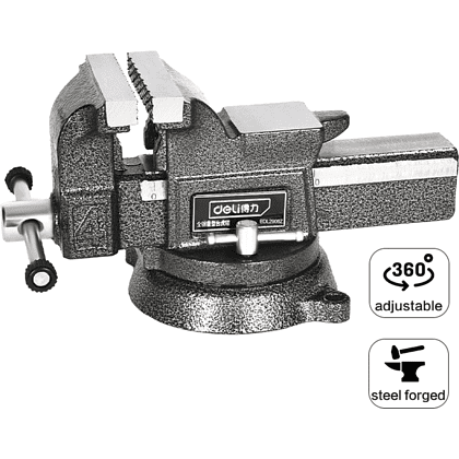 Тиски стальные Deli YS EDL2906Z, поворотные, с наковальней, 6"-150 мм - 7