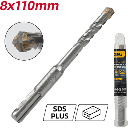 Бур по бетону Deli YS EDH-YCZ11008-E1, 8 x 110 мм, X-Tip, SDS-PLUS - 2