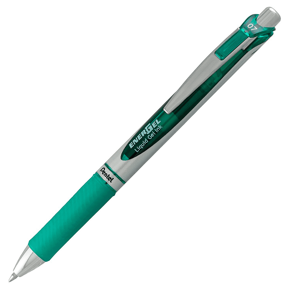 Ручка-роллер "EnerGel BL77", 0.7 мм, серебристый, зеленый, стерж. зеленый