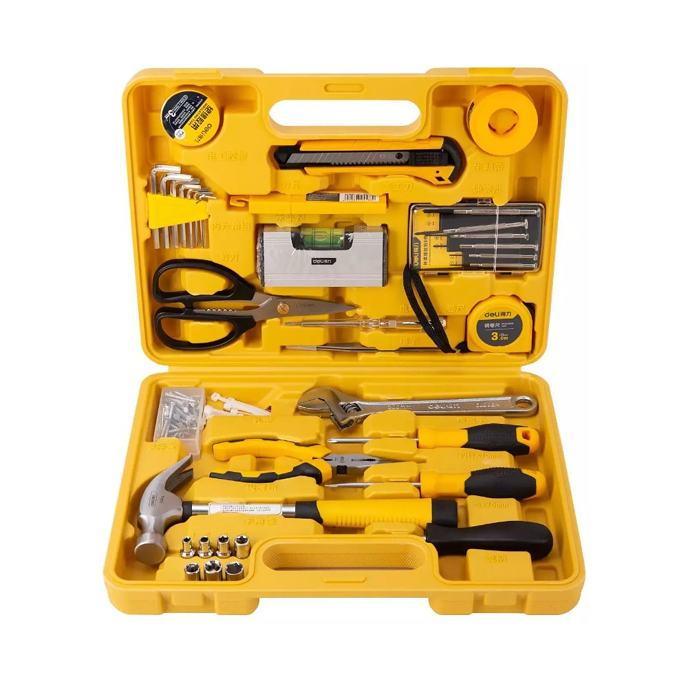 Набор инструмента Deli YS EDL1038J, 38 предметов, кейс, желтый