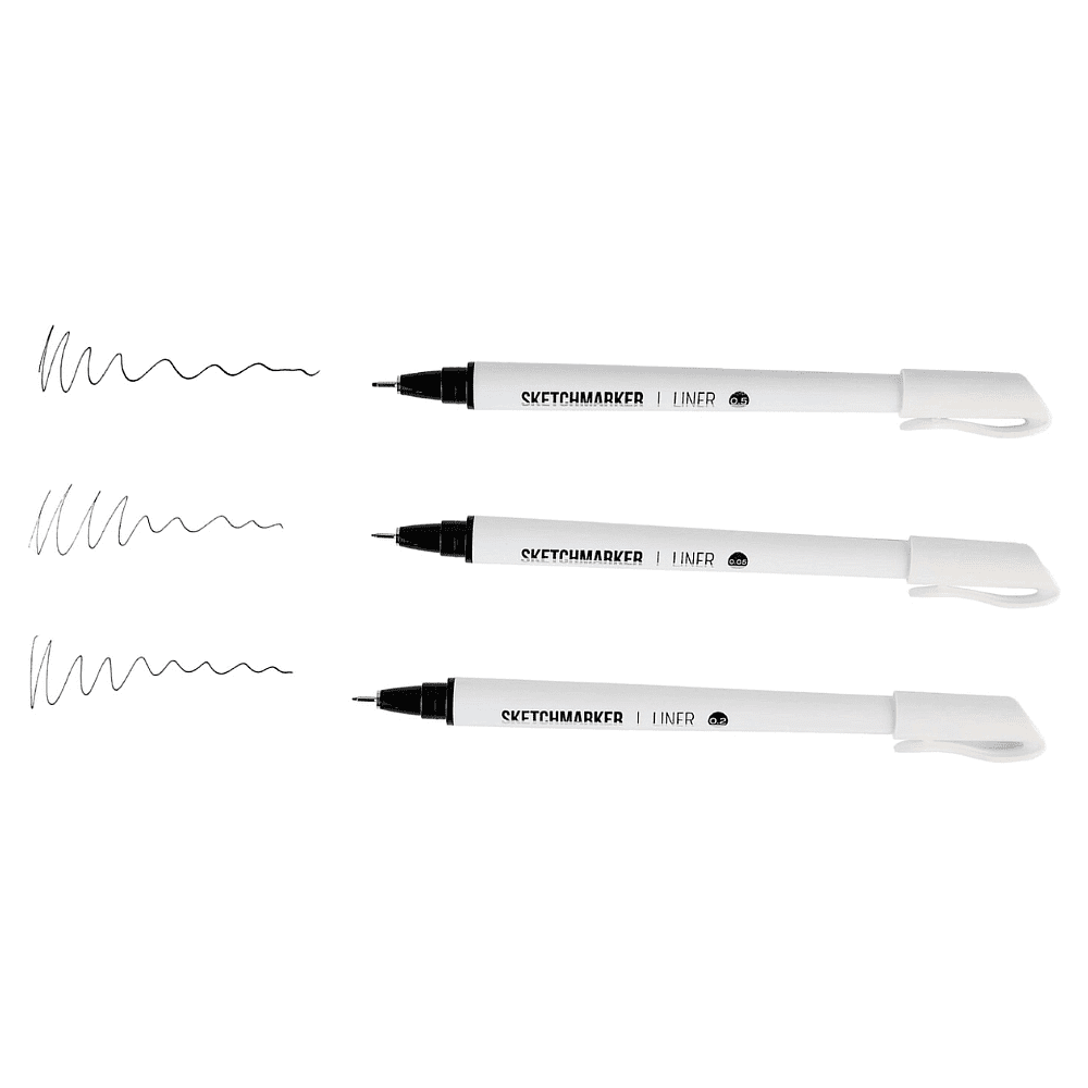 Набор ручек капиллярных "Sketchmarker", 3 штуки (0.05, 0.2, 0.5 мм), лайнер, черный  - 4