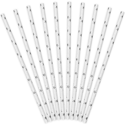 Трубочки бумажные, 19.5 см, 10 шт, серебристый - 2