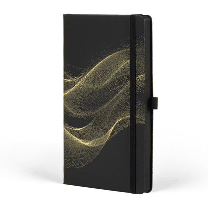 Блокнот "Total Black holo gold", А5, 96 листов, линейка, на резинке, черный, золотистый