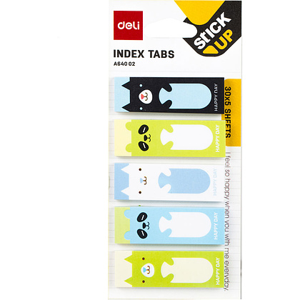 Закладки бумажные "Deli" с печатью, 45x15 мм, 150 шт, ассорти - 3