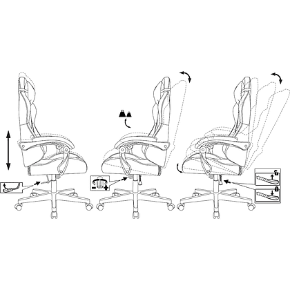 Кресло игровое Zombie GAME TETRA, экокожа, пластик, черный, красный - 7