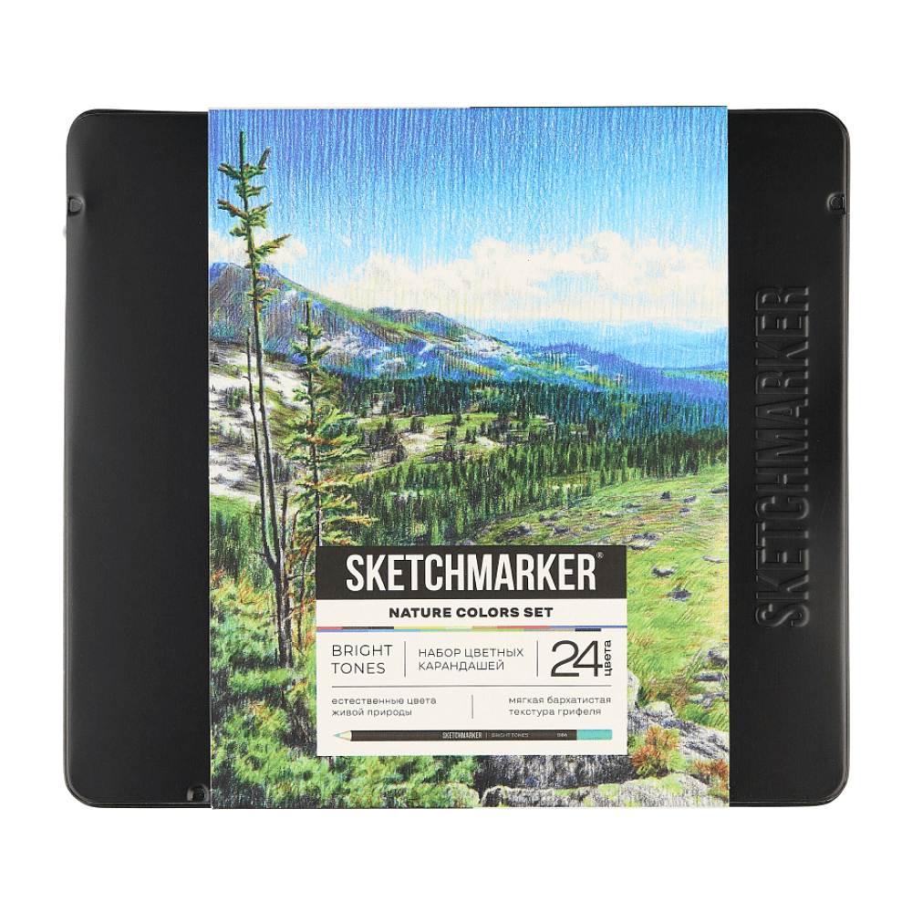 Набор карандашей цветных "Sketchmarker Природа", 24 цвета, в металлической коробке