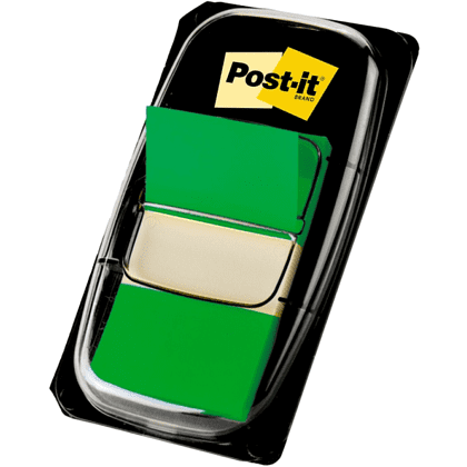 Закладки пластиковые "3М", 25х43 мм, 50 шт, зеленый, в диспенсере