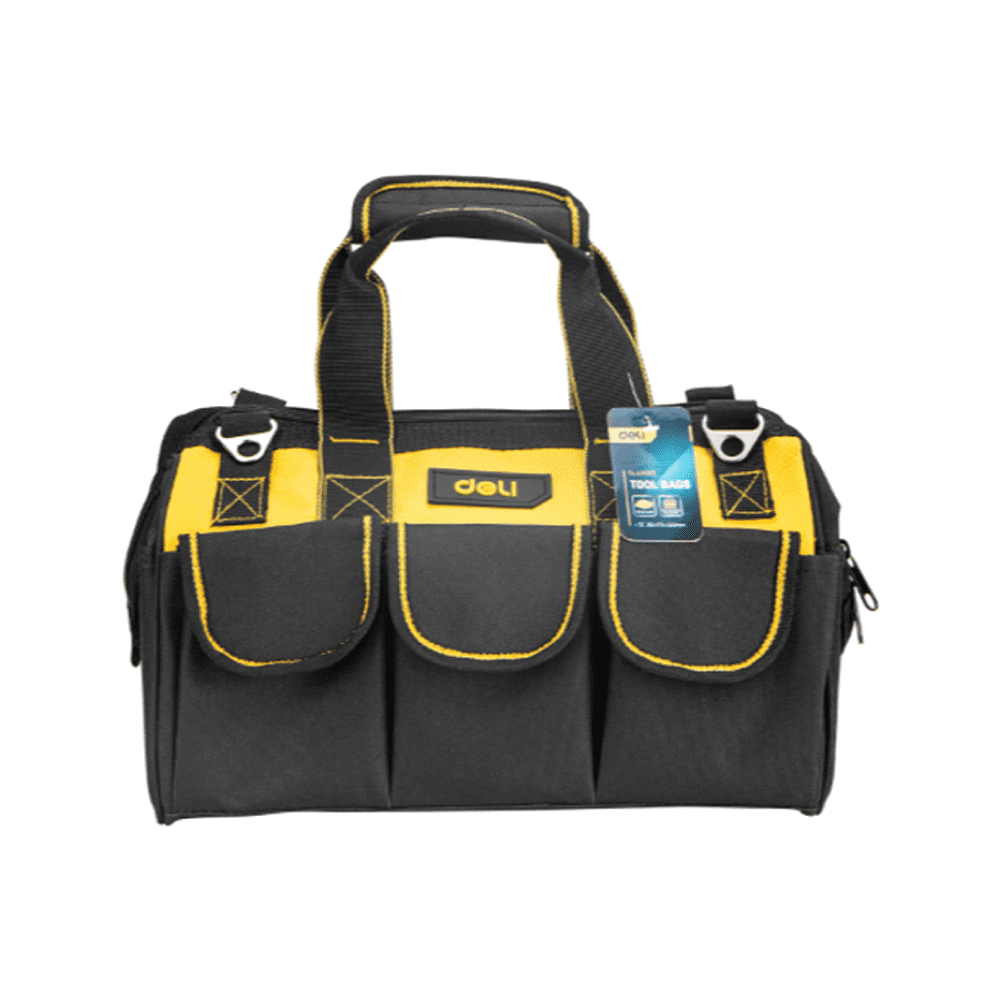 Сумка для инструментов Deli "EDL430113", 310x170x220 мм, 14 карманов, черный, желтый