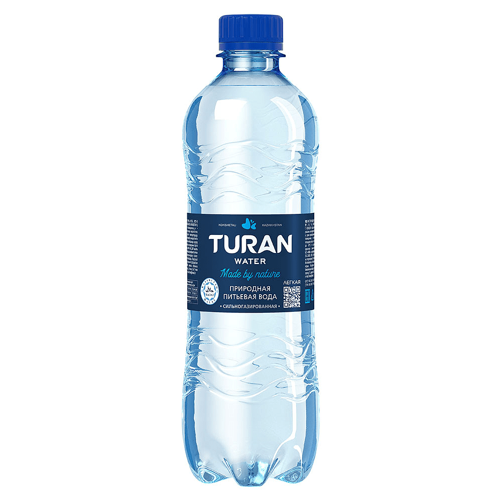 Вода минеральная питьевая "Тuran. Лёгкая", газированная 0.5 л, пластиковая бутылка