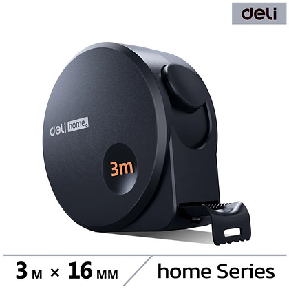 Рулетка Deli HS EHT8316, 3 м х 16 мм, Soft Touch, черный - 11