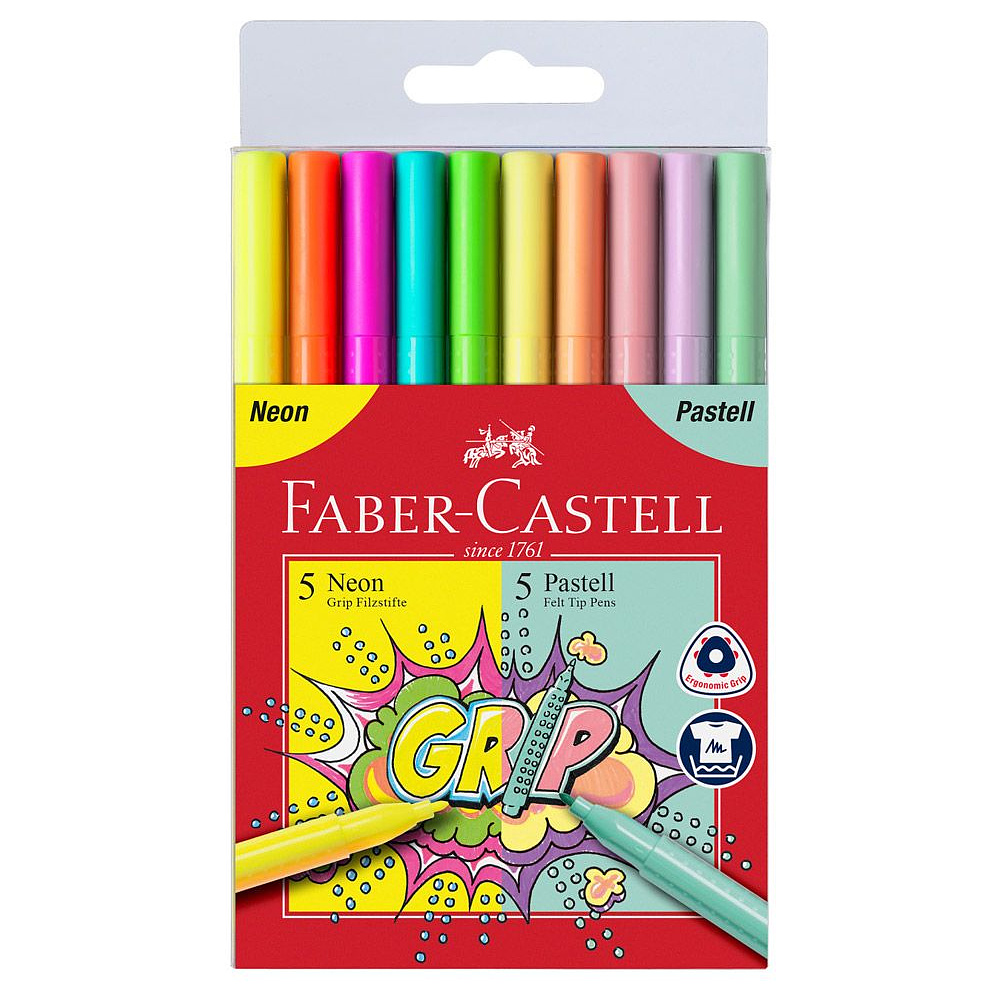 Фломастеры "5 neon+5 pastel Grip", 10 шт