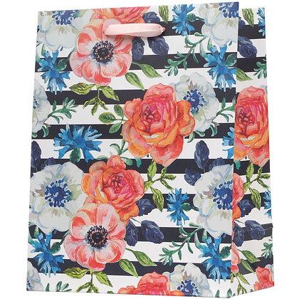 Пакет бумажный подарочный "Цветы", 32.4x13.7x26.4 см, ассорти - 4