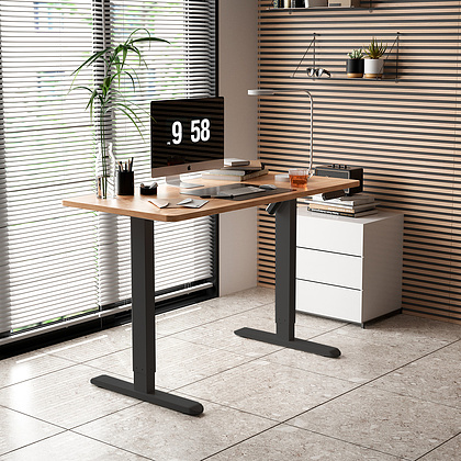 Стол с электроприводом WellDesk Basic 1300x675х18 черный/дуб хантон темный (9191456+9178197) - 6
