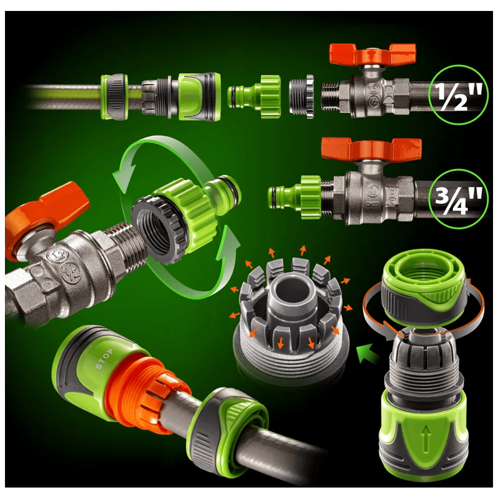 Комплект поливочный Amigo Grande "79021", 1/2", пластик, зеленый, серый - 5