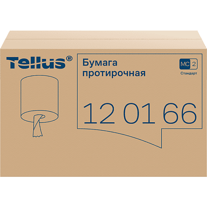 Протирочная бумага Tellus, Стандарт c центральной вытяжкой, базовая, 1 слой, 275 м, MС2 (120166) - 3