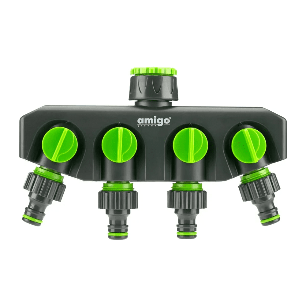 Разделитель потоков Amigo Grande "79817", 3/4-1", 4-х канальный, пластик, черный, зеленый - 4