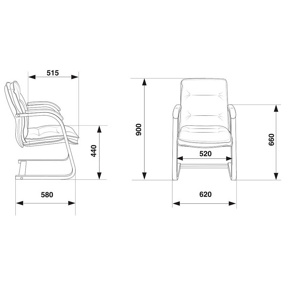 Стул для посетителей Бюрократ "T-9927WALNUT-AV", кожа, дерево, черный - 5