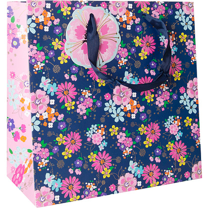 Пакет бумажный подарочный "Navy floral", 33x16.5x33 см, разноцветный