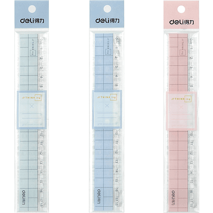 Линейка "Deli 6235", 18 см, прозрачный, ассорти - 2