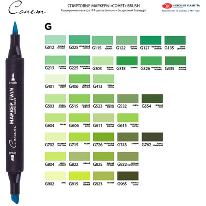 Маркер перманентный "Сонет Twin Brush", черный - 3