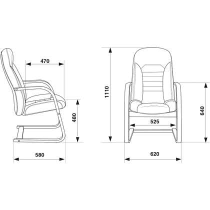 Кресло на полозьях Бюрократ "T-9923WALNUT-AV" натуральная кожа, дерево, черный - 6