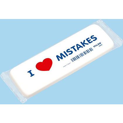 Ластик Milan "I love mistakes", 14x4,4 см, белый - 2