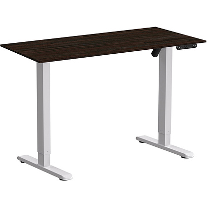 Стол с электроприводом WellDesk Basic 1300x675х18 белый/дуб термо черно-коричневый (9191460+9178193)