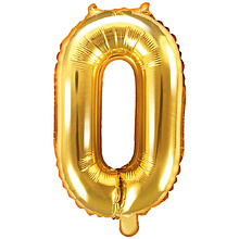 Шар фольгированный цифра "0", 35 см, золотистый