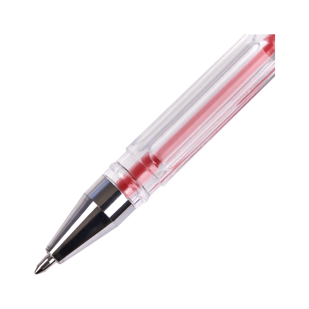Ручка гелевая "Office Products", 0.5 мм, прозрачный, стерж. красный - 3