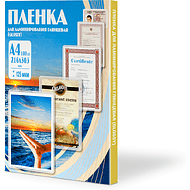 Пленка для ламинирования, А4, 125 мкм, 100 шт, глянцевая 