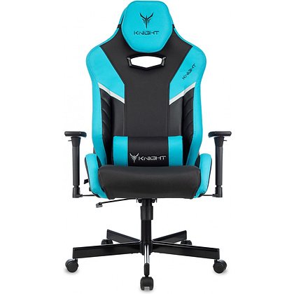 Кресло игровое Бюрократ Knight Thunder 5X экокожа, черный, голубой, металл - 2