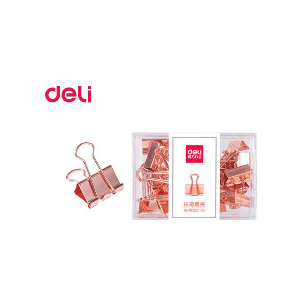Зажим для бумаг "Deli", 19 мм, 25 штук, розовое золото