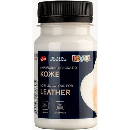 Краска акриловая для кожи "Декола", 104 белая, 100 мл., банка