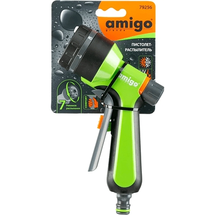 Пистолет-распылитель Amigo Grande 79256, 2/4", 7 функций, черный, зеленый - 3