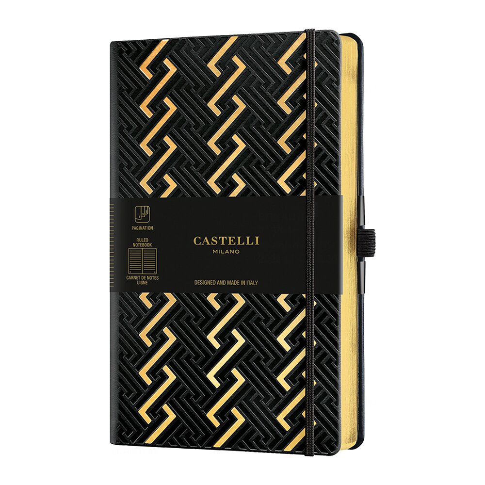 Блокнот Castelli Milano "Roman Gold", А5, 96 листов, линейка, черный, золотой