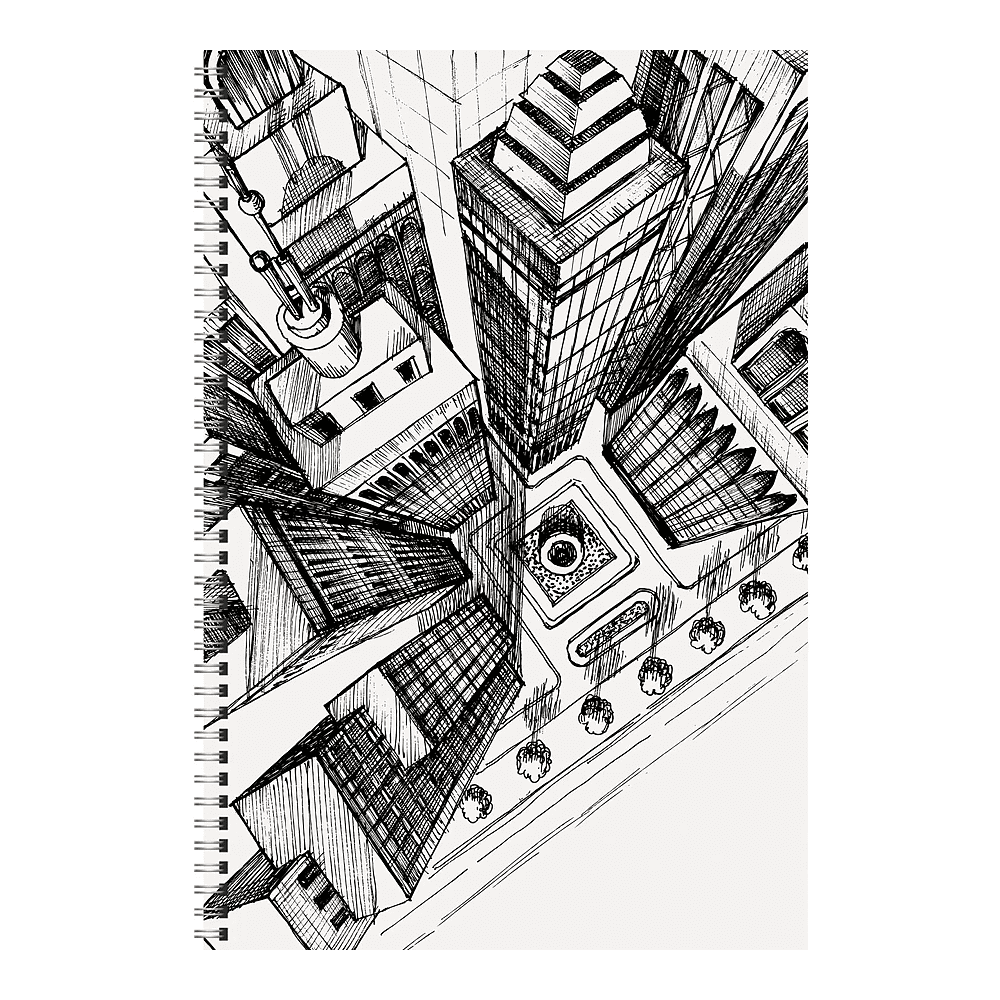 Тетрадь "New day. Дизайн 2", А4, 96 листов, клетка, спираль сбоку, белый, черный