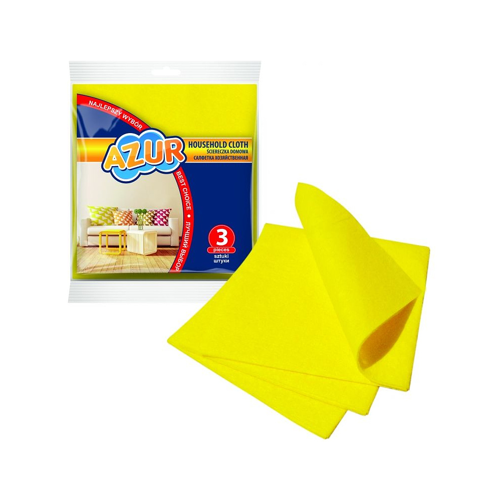 Салфетка универсальная вискозная "Azur", 30x35 см, вискоза, 3 шт