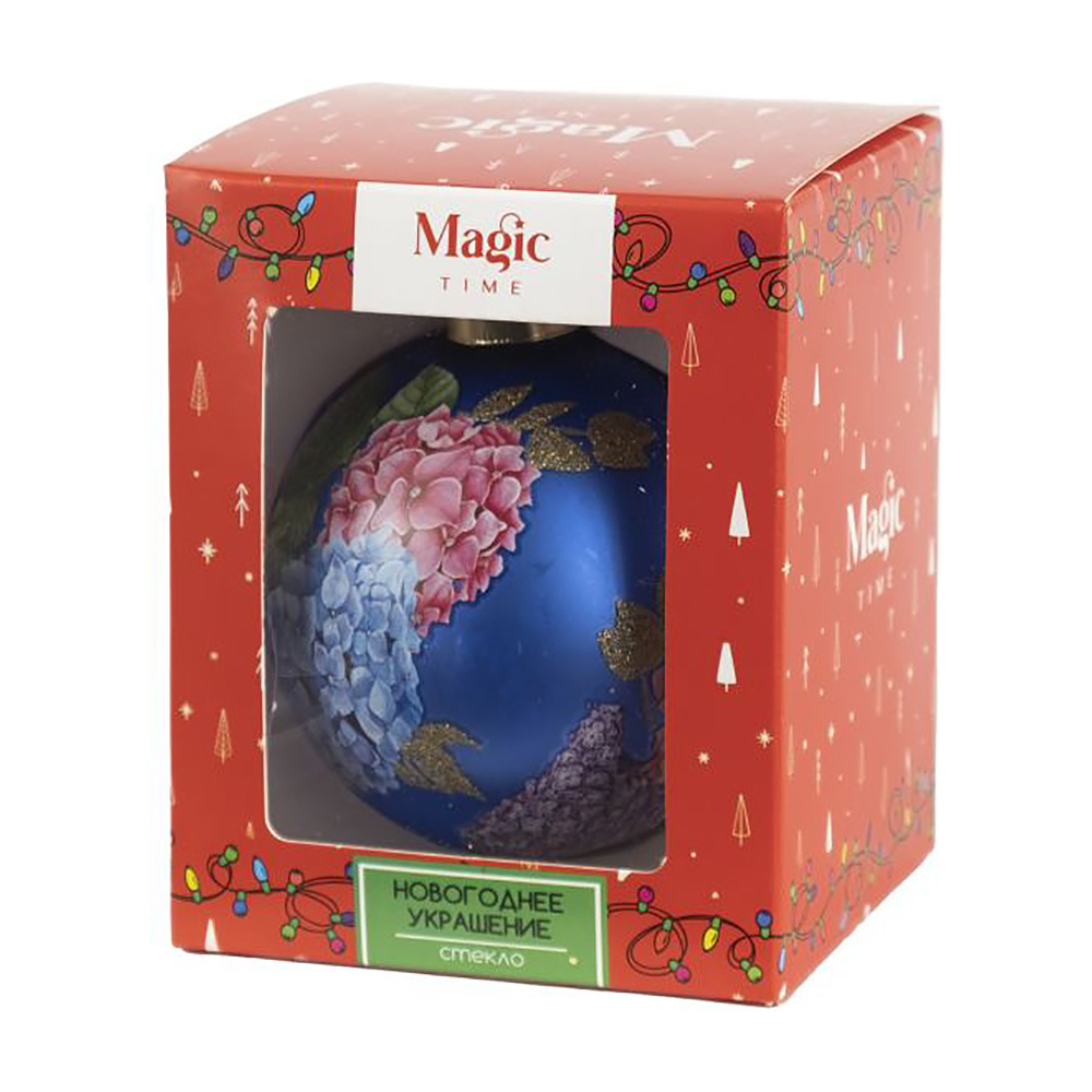 Шар елочный "Ботаника", d8 см, синий - 2