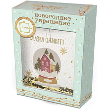 Украшение новогоднее "Фляжка со снежным шаром", прозрачный, красный