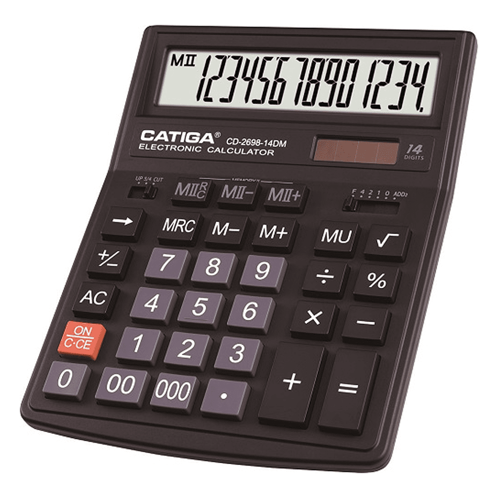 Калькулятор настольный CD-2698-14DM Catiga, 14-разрядный, пластик, черный