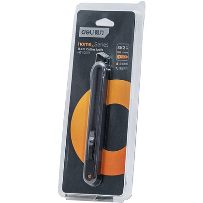 Нож строительный Deli HS EHT4009, 9 мм, Soft Touch, черный - 9