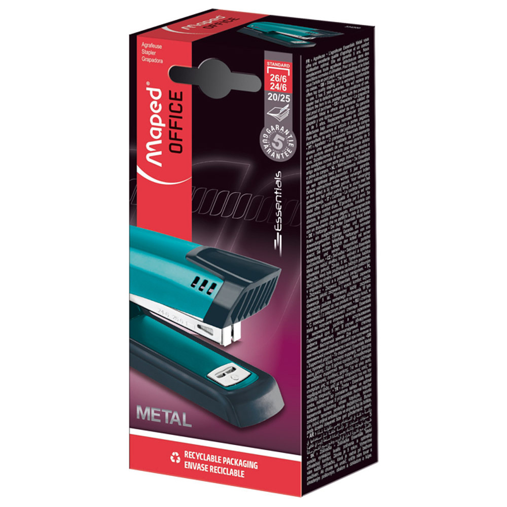Скобосшиватель Maped "Essentials Metal", 20-25 листов, бирюзовый - 4