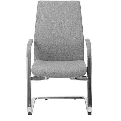 Кресло на полозьях Бюрократ "_JONS-LOW-V", натуральная кожа, серый, металл хром - 2