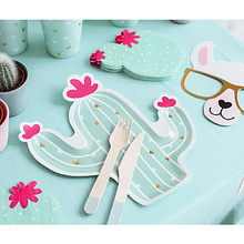 Тарелка бумажная "Кактус", 23х24 см, 6 шт, мятный