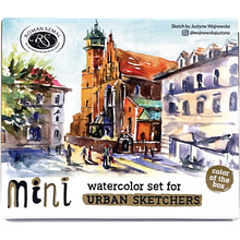 Краски акварельные "Aquarius. Mini Urban Sketcher set", 8 цветов, полукюветы, коробка, золотая