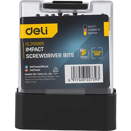 Бита Deli YS EDL255065, с ограничителем, 10 шт., PH2 x 65 мм, для ГКЛ - 12